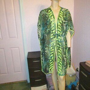 NWT Plus Size KIMONO Lightweight GAUZIE Crochet LACE K-Sleeves COVERUP Duster